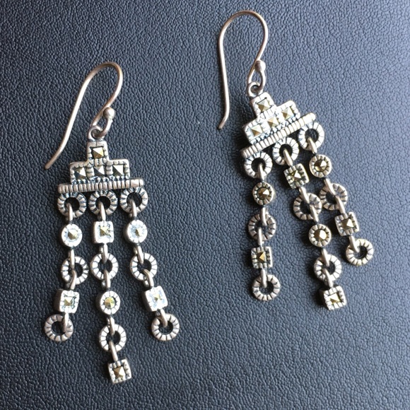 Vintage Art Deco sterling 925 marcasite earrings - Picture 5 of 11